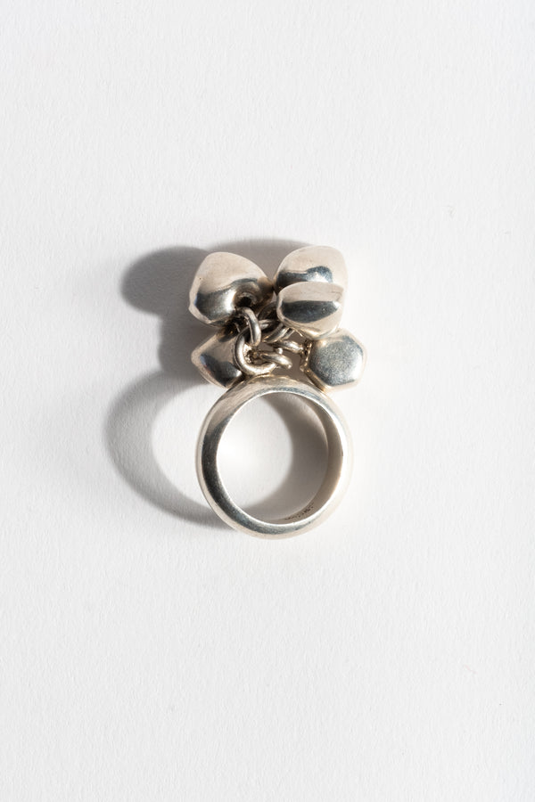 Sterling Puffy Heart Bobble Ring