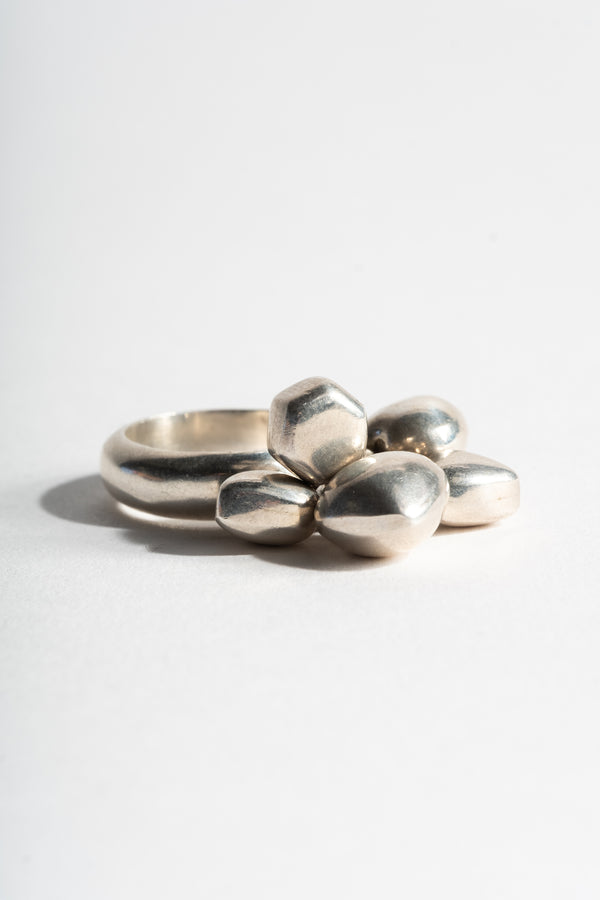 Sterling Puffy Heart Bobble Ring