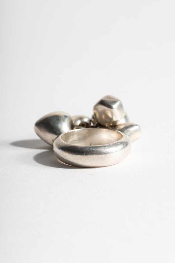 Sterling Puffy Heart Bobble Ring