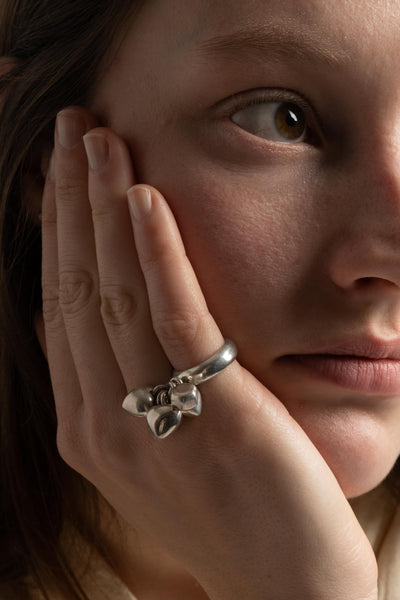 Sterling Puffy Heart Bobble Ring