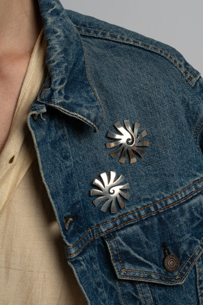 Sterling Sunburst Spiral Pin
