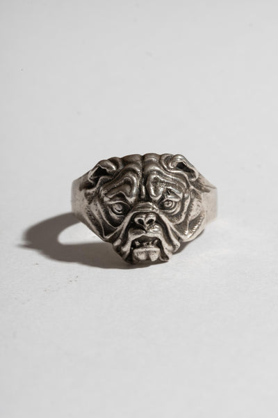 Vintage Sterling Bulldog Ring Front