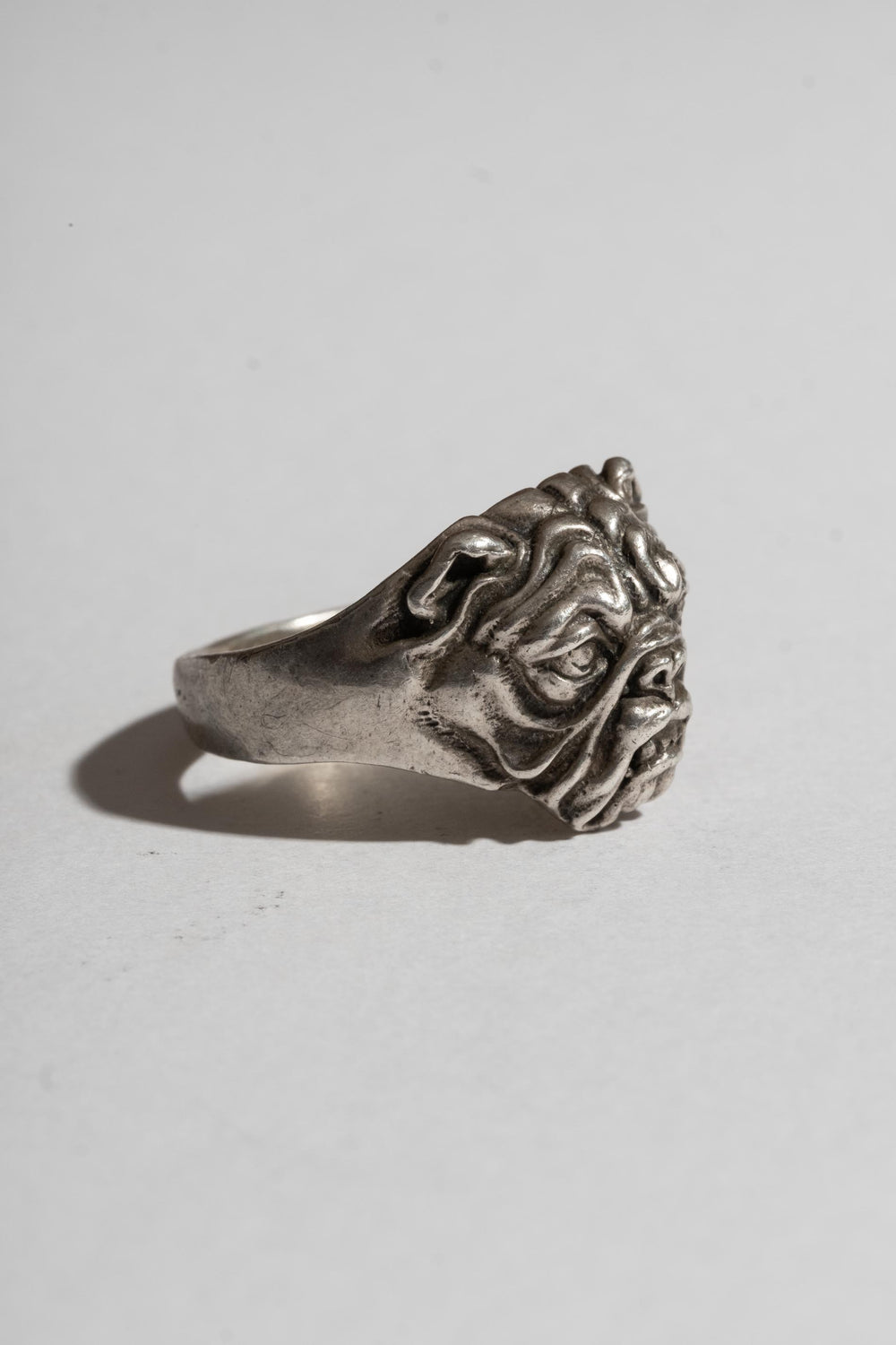 Vintage Sterling Bulldog Ring Side