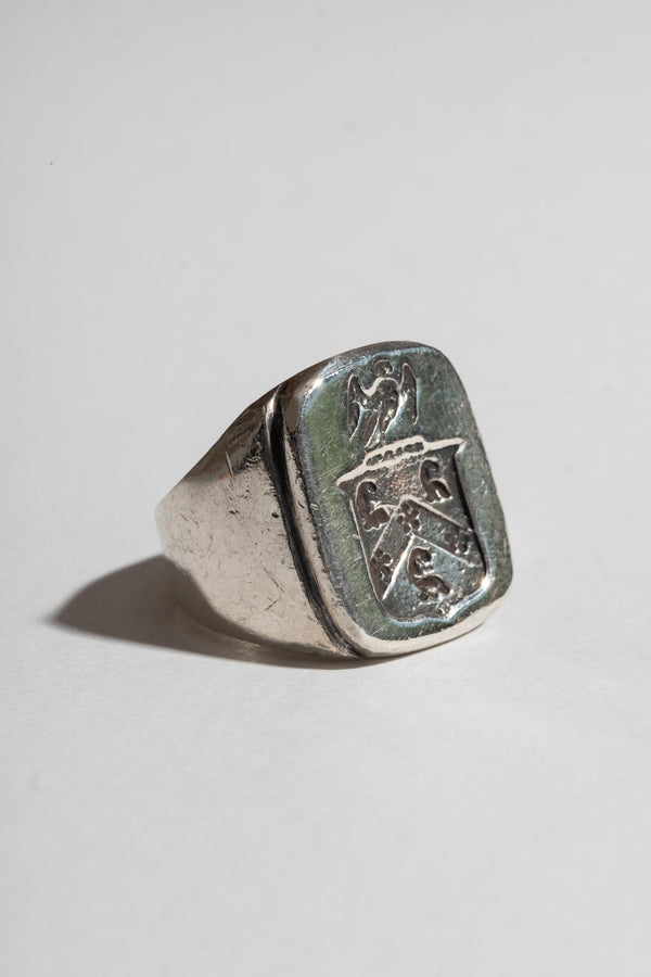 Vintage Sterling Crest Signet Ring Side