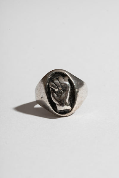 Vintage Sterling Fist Ring Front