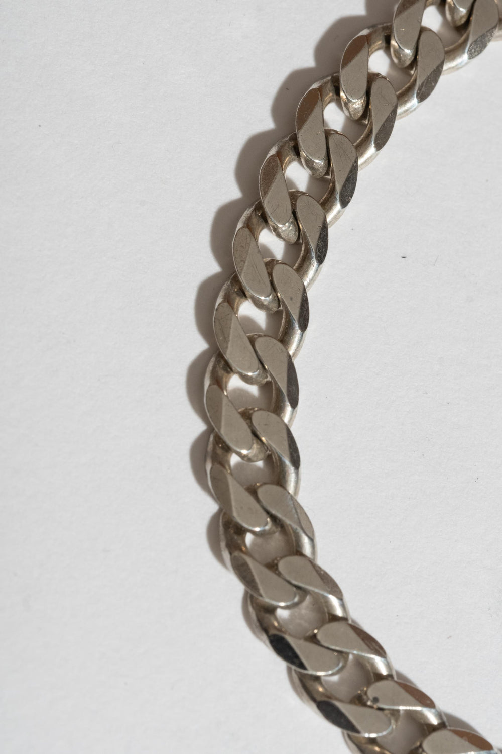 VIntage Sterling Flat Curb Chain Bracelet Detail