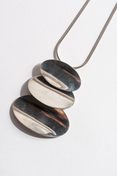 Sterling Modern Triple Oval Pendant Necklace