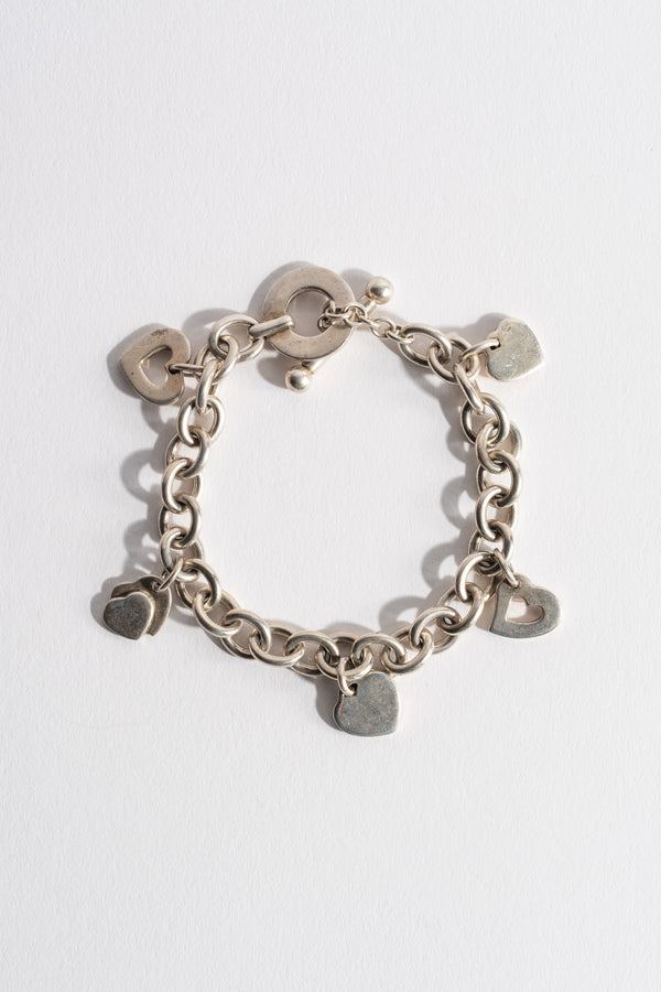 Vintage Sterling Multi Heart Charm Bracelet