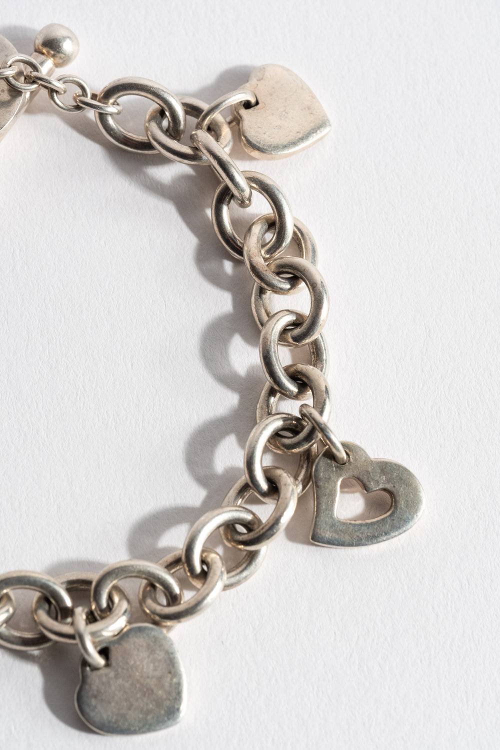 Vintage Sterling Multi Heart Charm Bracelet Detail