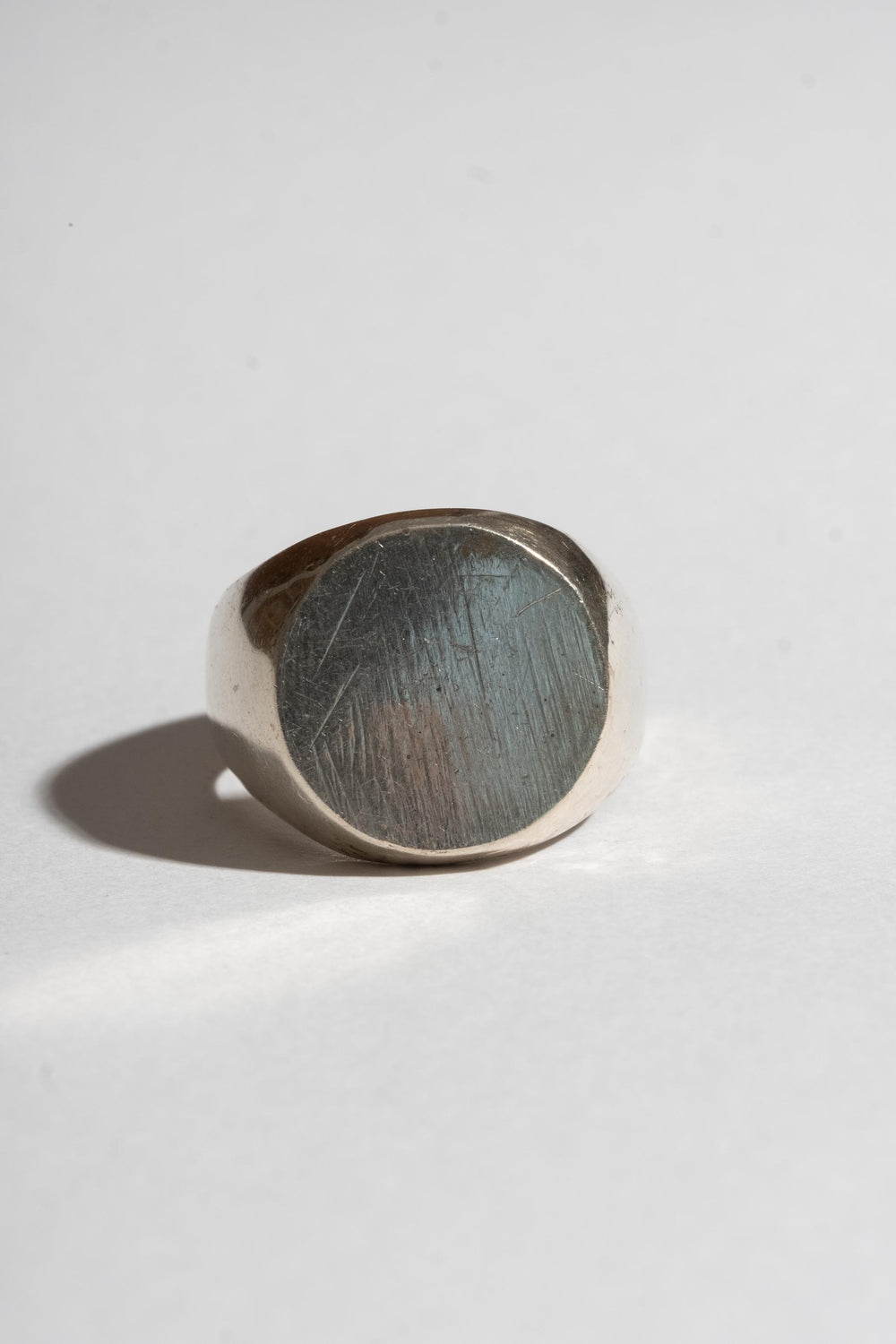 Vintage Sterling Plain Circular Signet Ring Front