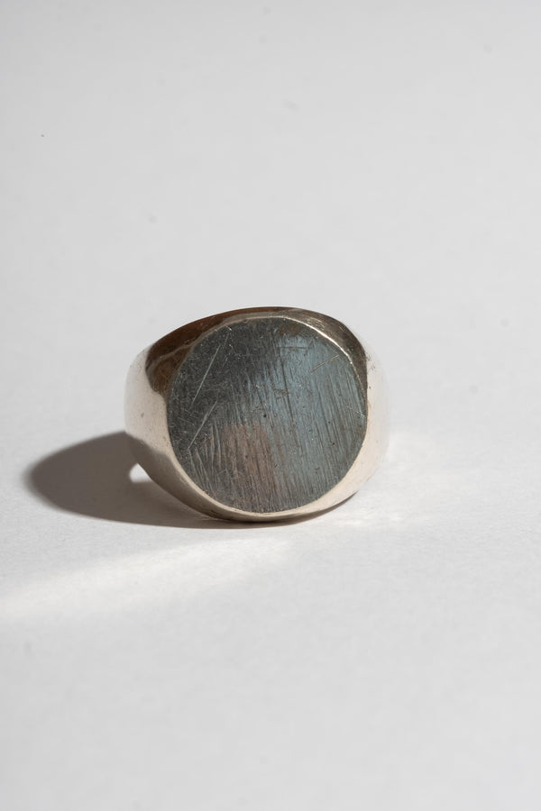 Vintage Sterling Plain Circular Signet Ring Front