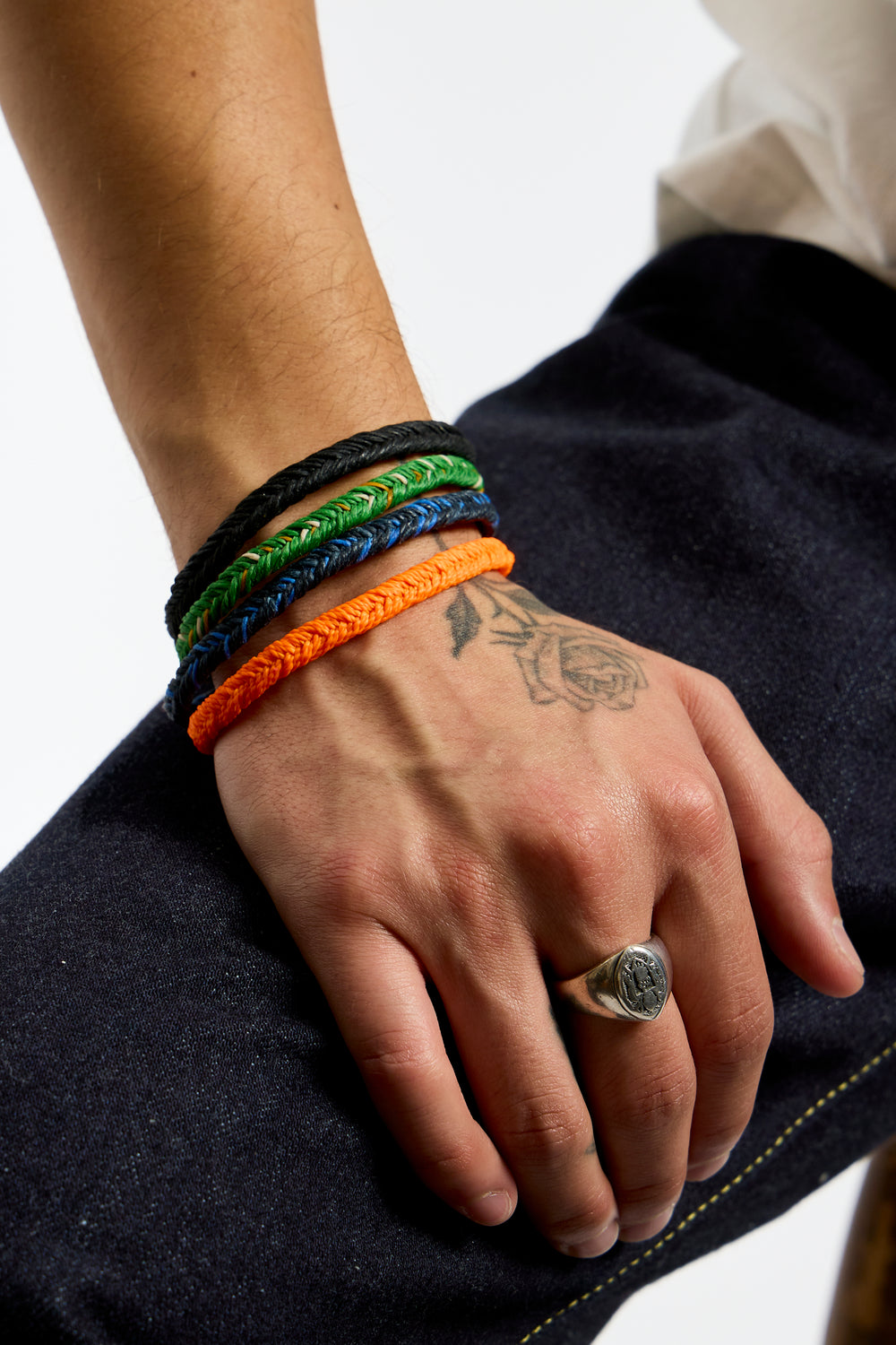 Classic Fishtail Button Bracelet in Neon Orange