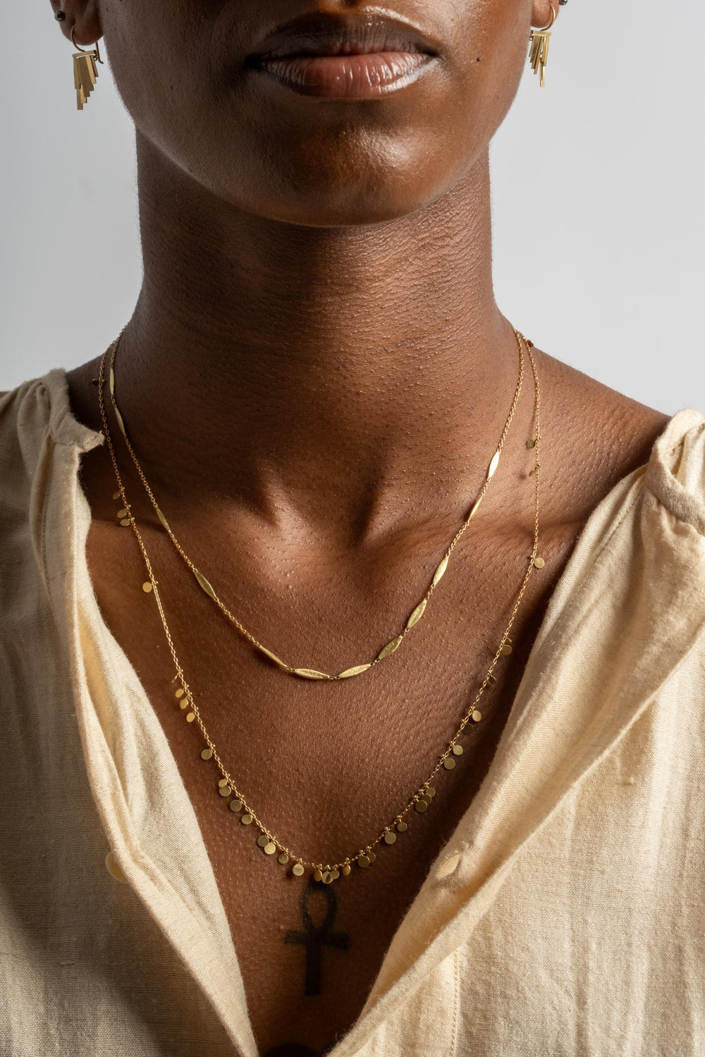 18K Grass Seeds Necklace - Short