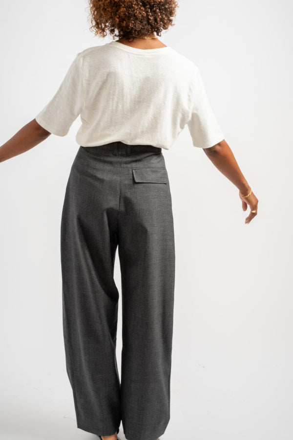 Acuna Double Pleat Front Pant in Slate Melange