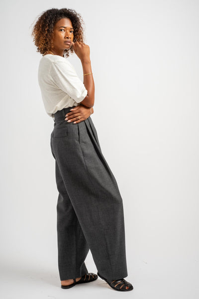 Acuna Double Pleat Front Pant in Slate Melange