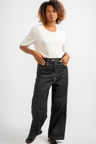 Neive Curved Leg Pant in Black