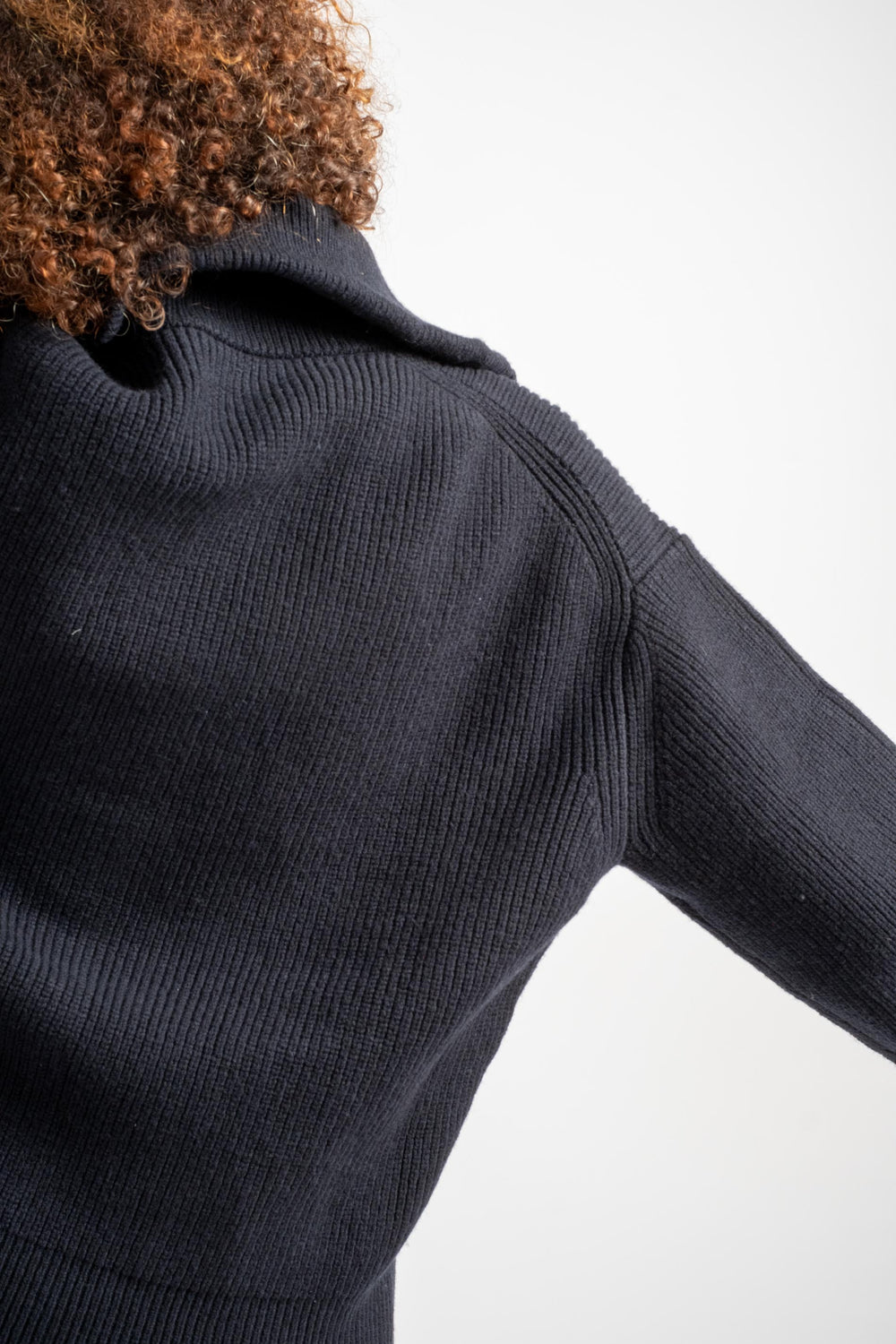 Sandos Rib Zip Through Jumper in Darkest Navy