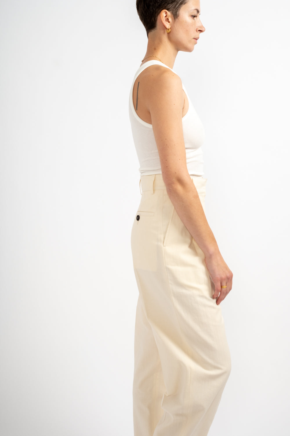 Sperro Double Pleat Pant in Antique White