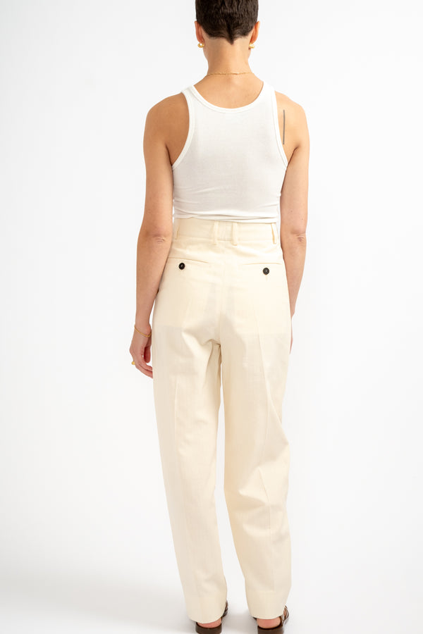 Sperro Double Pleat Pant in Antique White
