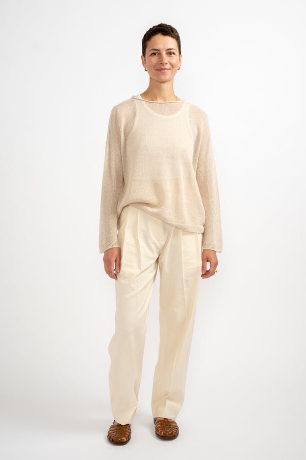 Sperro Double Pleat Pant in Antique White