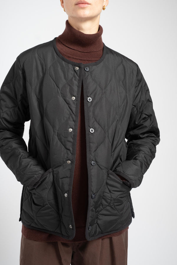 Military Crew Neck Down Jacket in Black