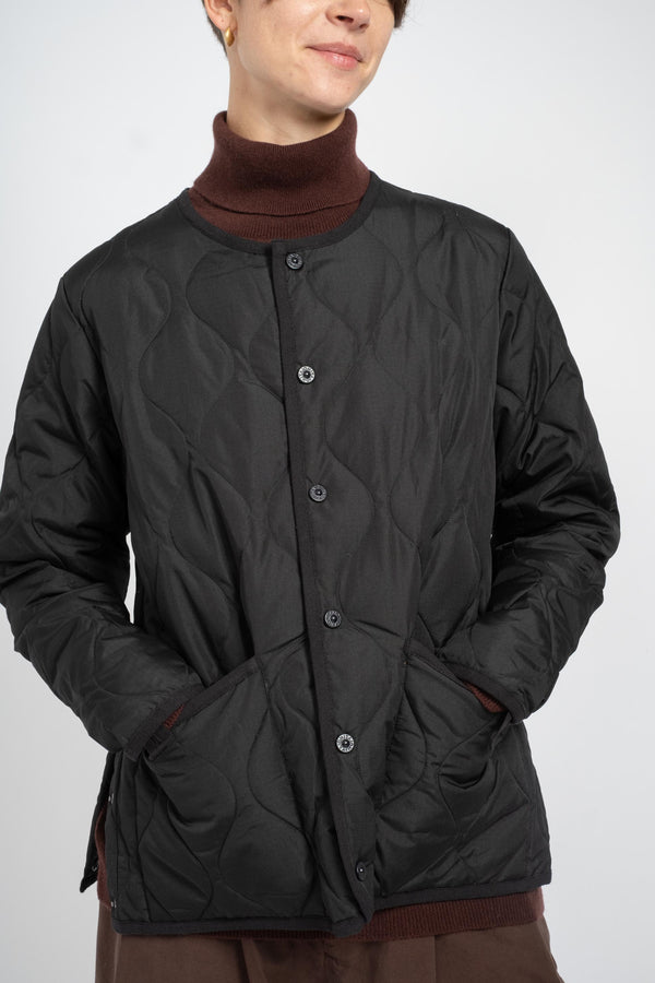 Military Crew Neck Down Jacket in Black