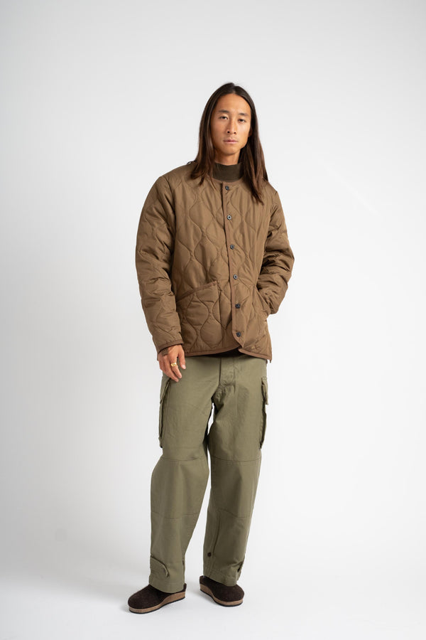 Military Crew Neck Down Jacket in Light Brown