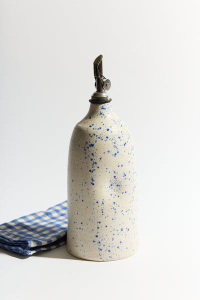 Dimple Oil Cruet in Speckled Blue