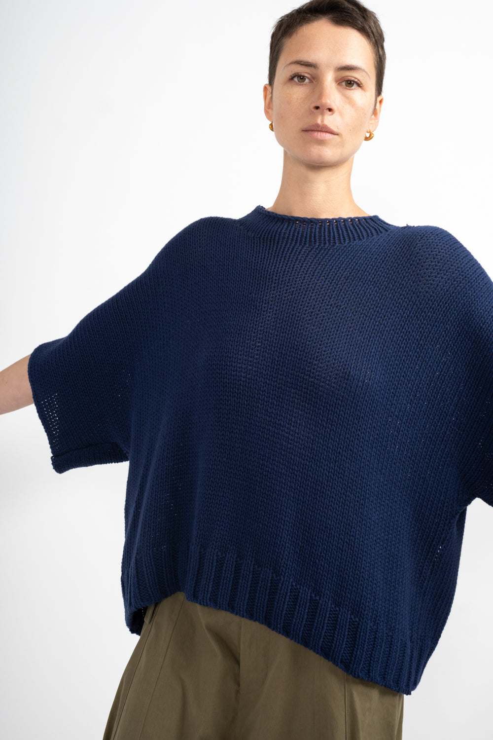 Dolman Pullover Knit in Navy