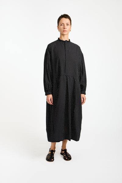 Dot Frill Dress in Black