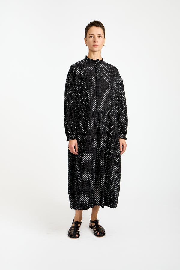 Dot Frill Dress in Black