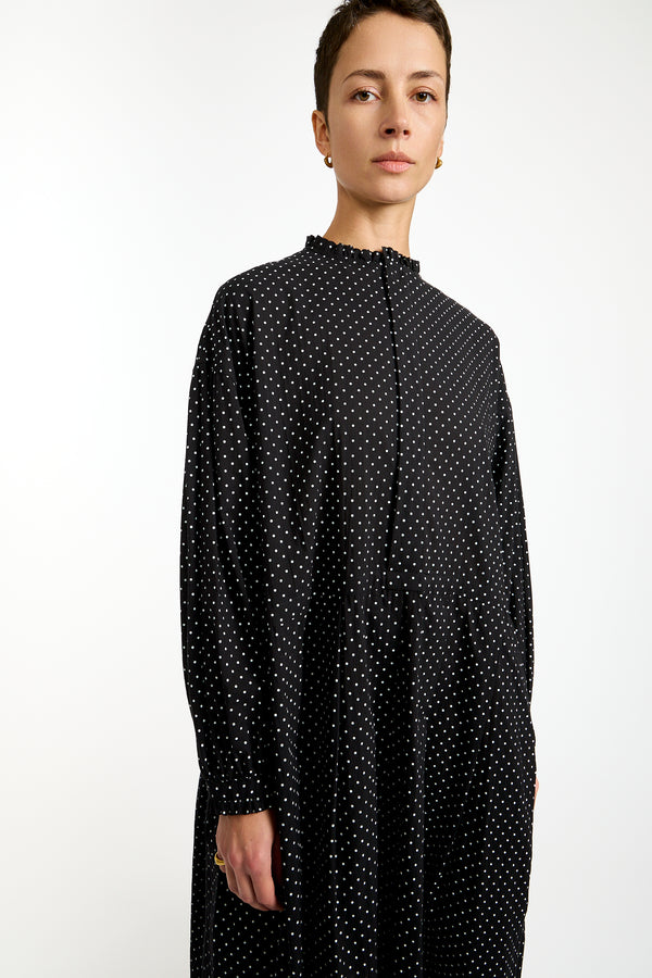 Dot Frill Dress in Black