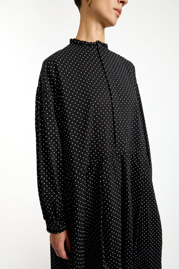 Dot Frill Dress in Black