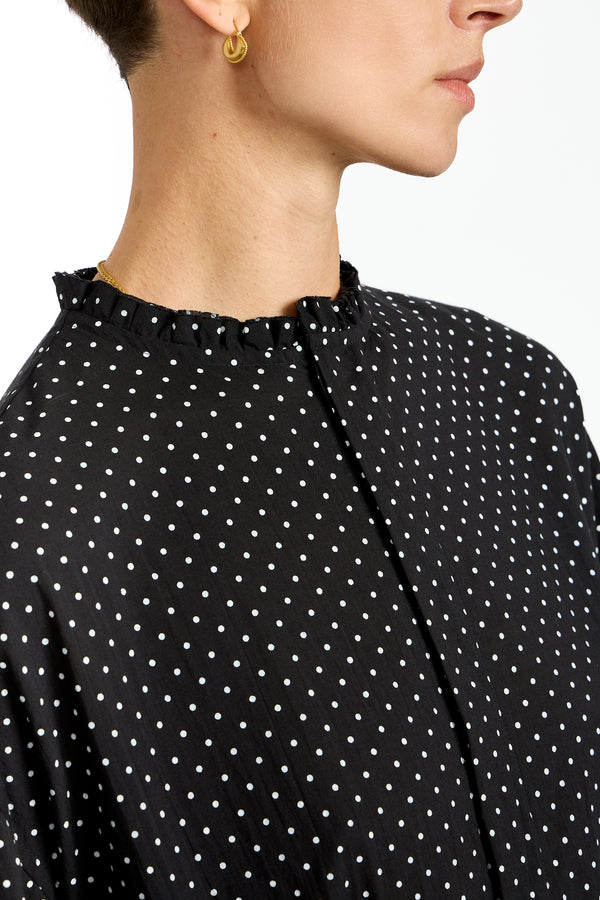 Dot Frill Dress in Black
