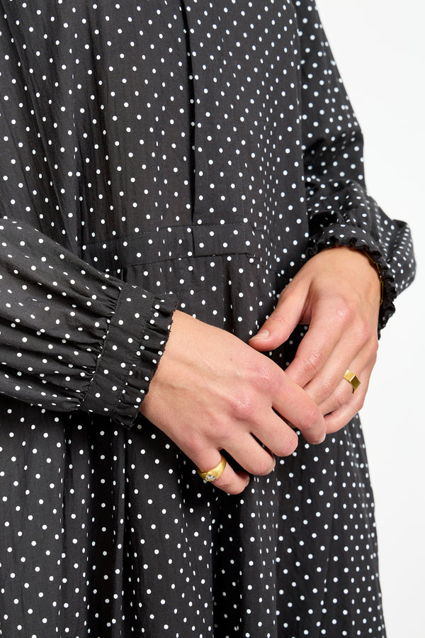 Dot Frill Dress in Black
