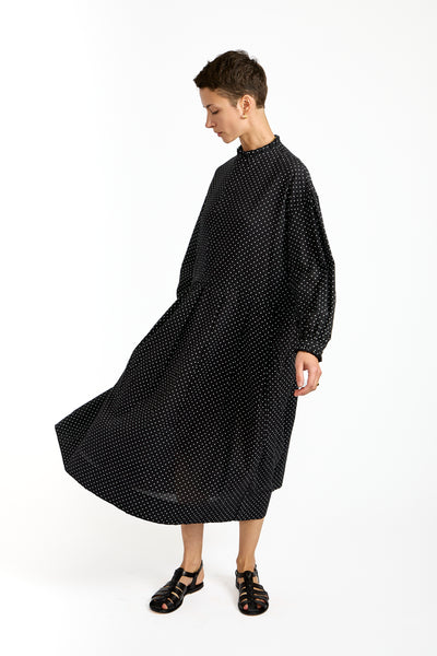 Dot Frill Dress in Black
