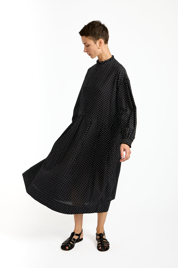 Dot Frill Dress in Black
