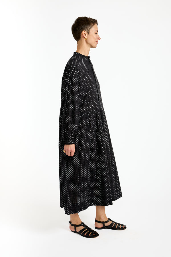 Dot Frill Dress in Black