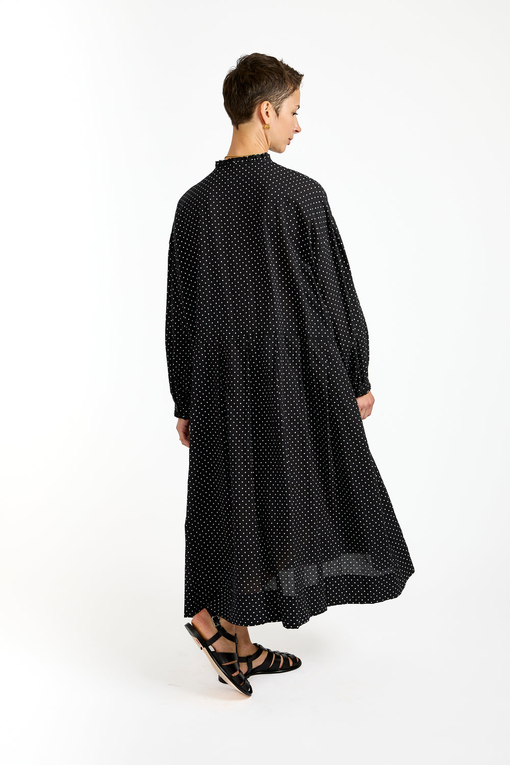 Dot Frill Dress in Black