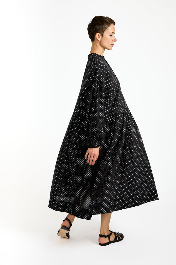 Dot Frill Dress in Black
