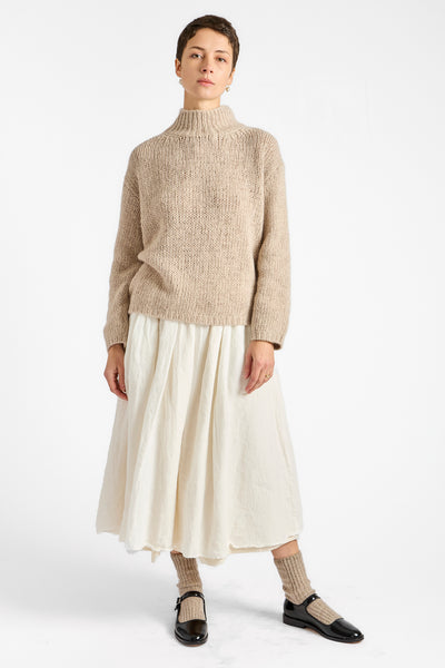 Hand Made High-Necked Pullover in Beige