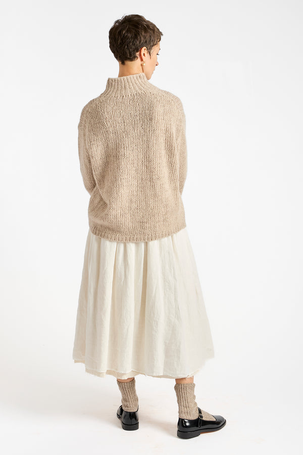 Hand Made High-Necked Pullover in Beige