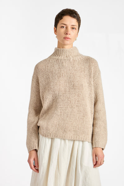 Hand Made High-Necked Pullover in Beige