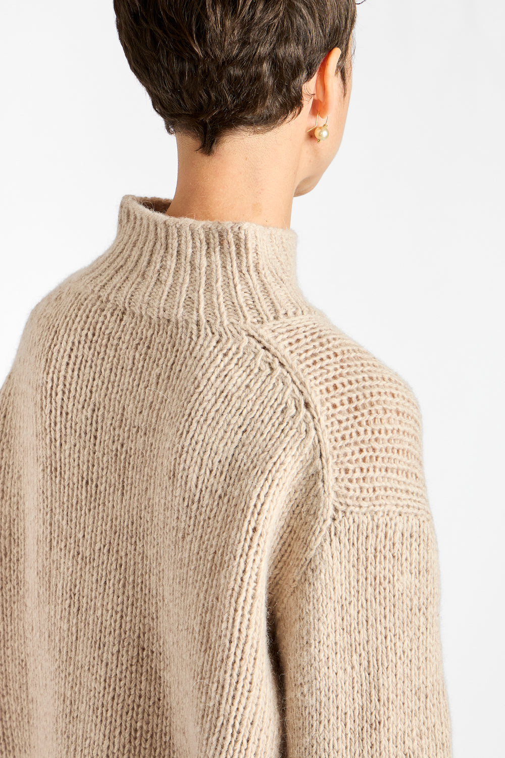 Hand Made High-Necked Pullover in Beige