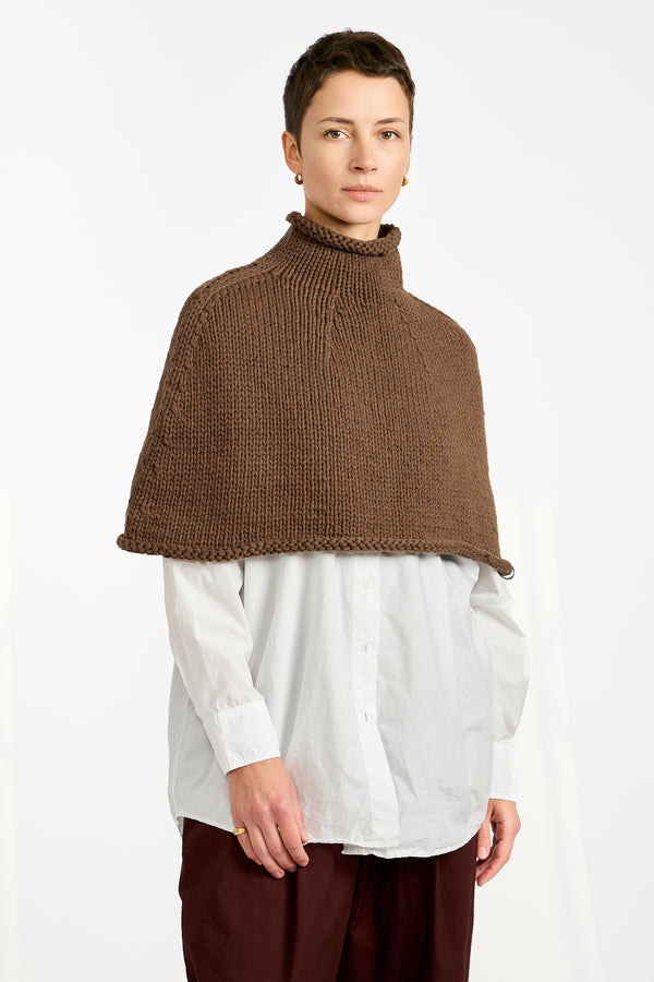 Knit Poncho in Dark Brown