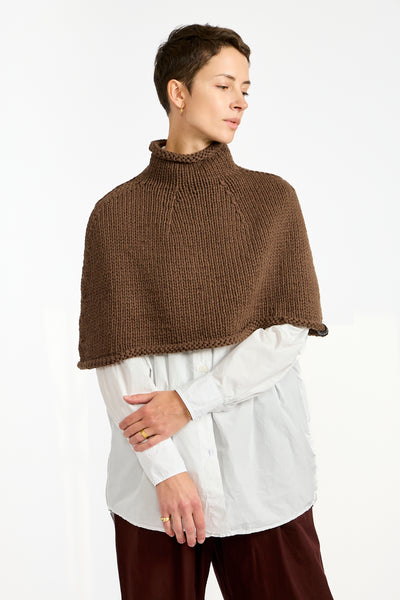 Knit Poncho in Dark Brown