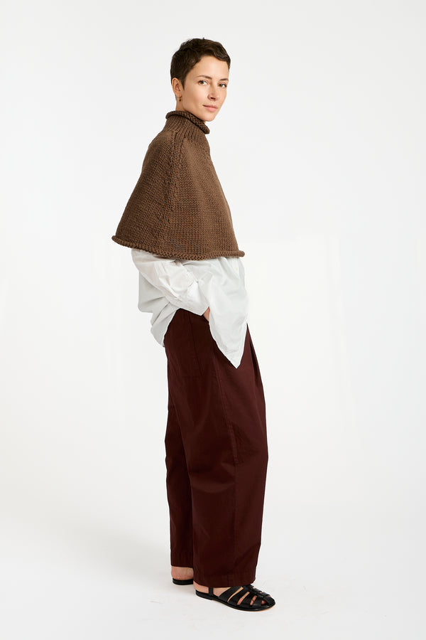 Knit Poncho in Dark Brown