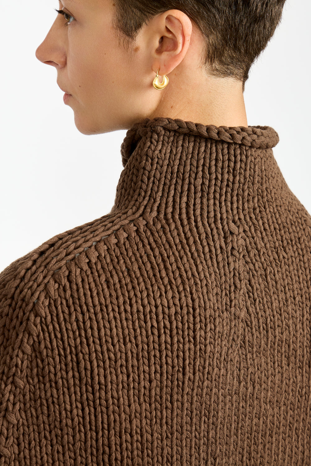 Knit Poncho in Dark Brown