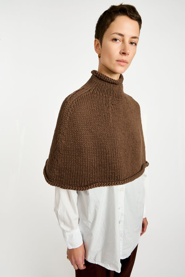 Knit Poncho in Dark Brown