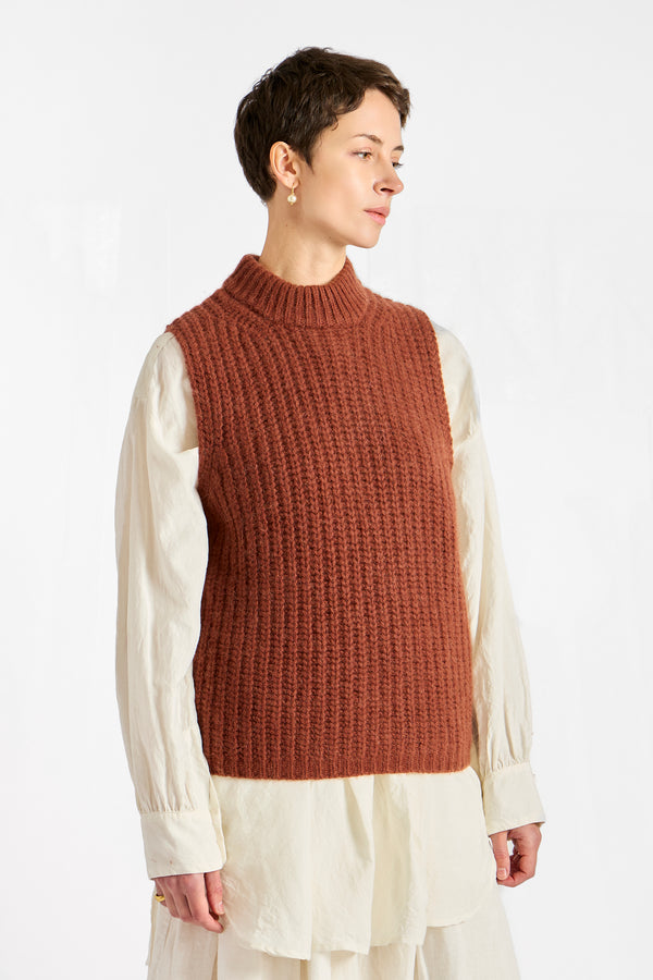 Knit Vest in Brown